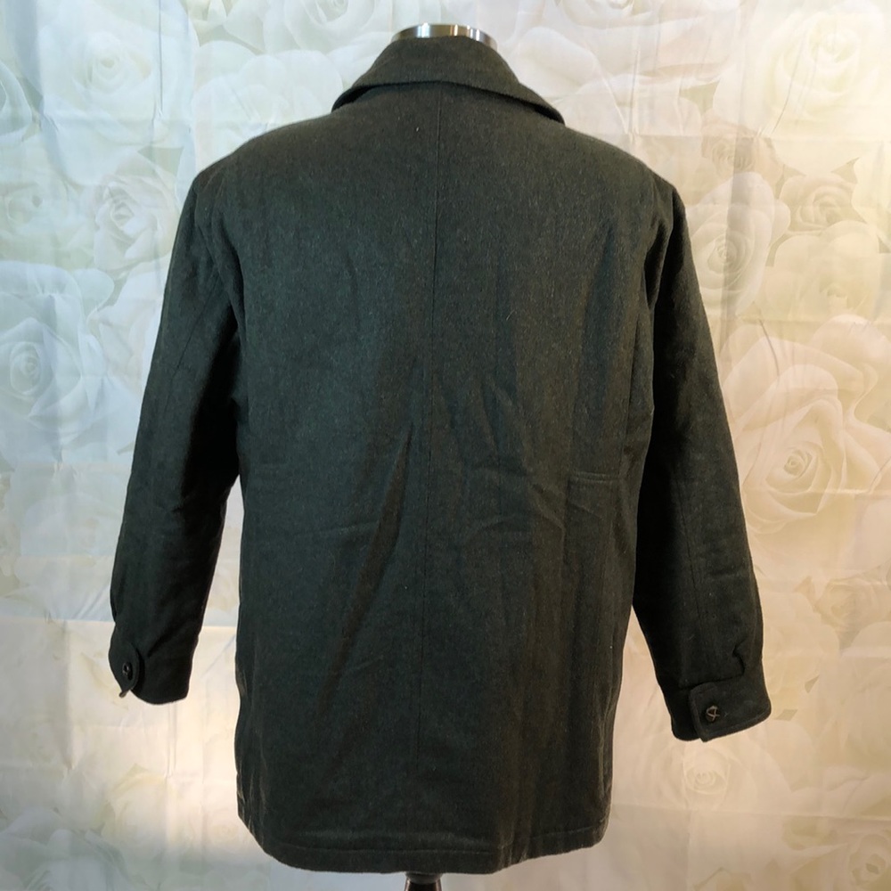 dark forest green wool blend heavy coat - Picture 4 of 9